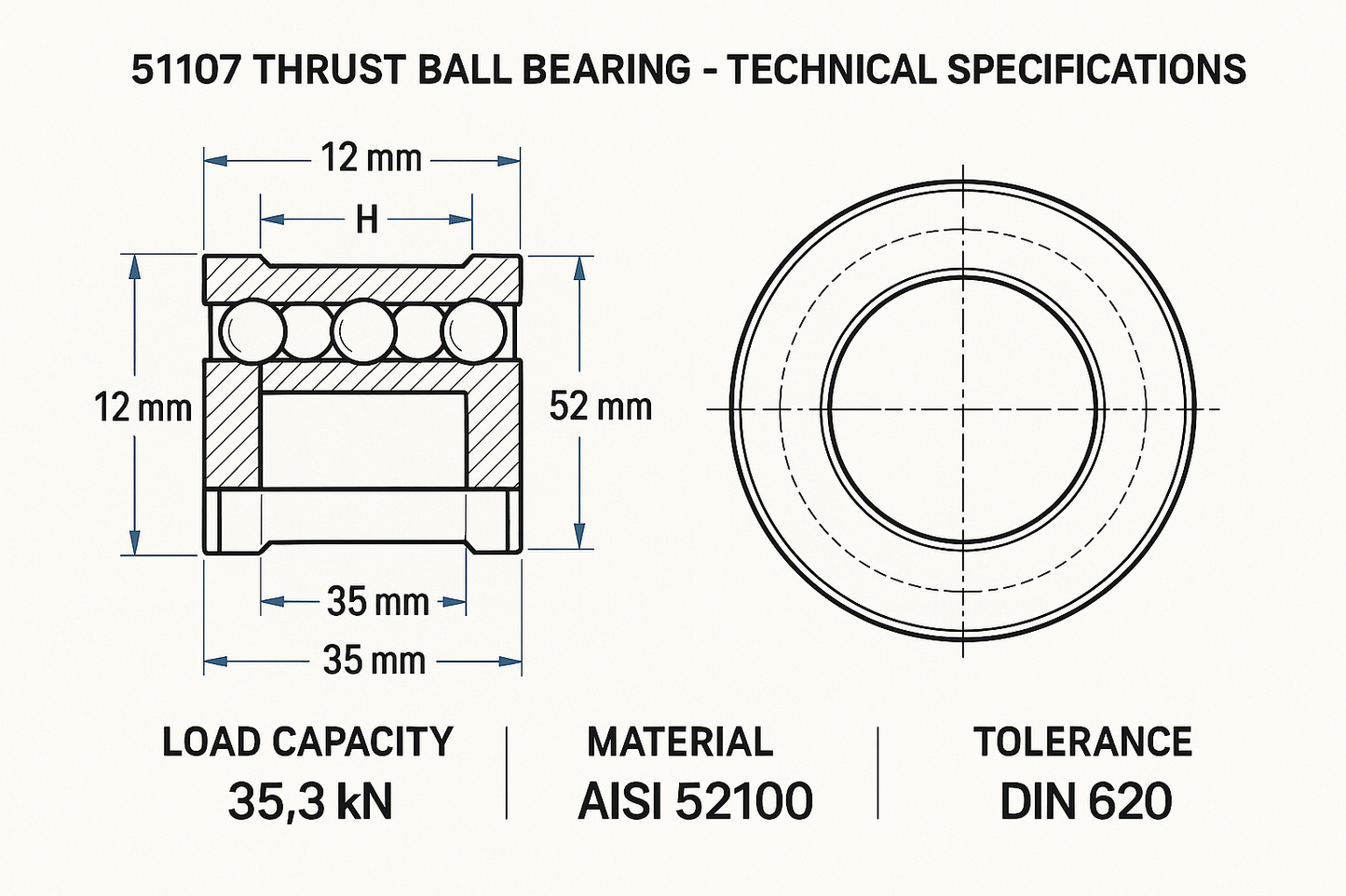 51107 Thrust ball bearing dimensions