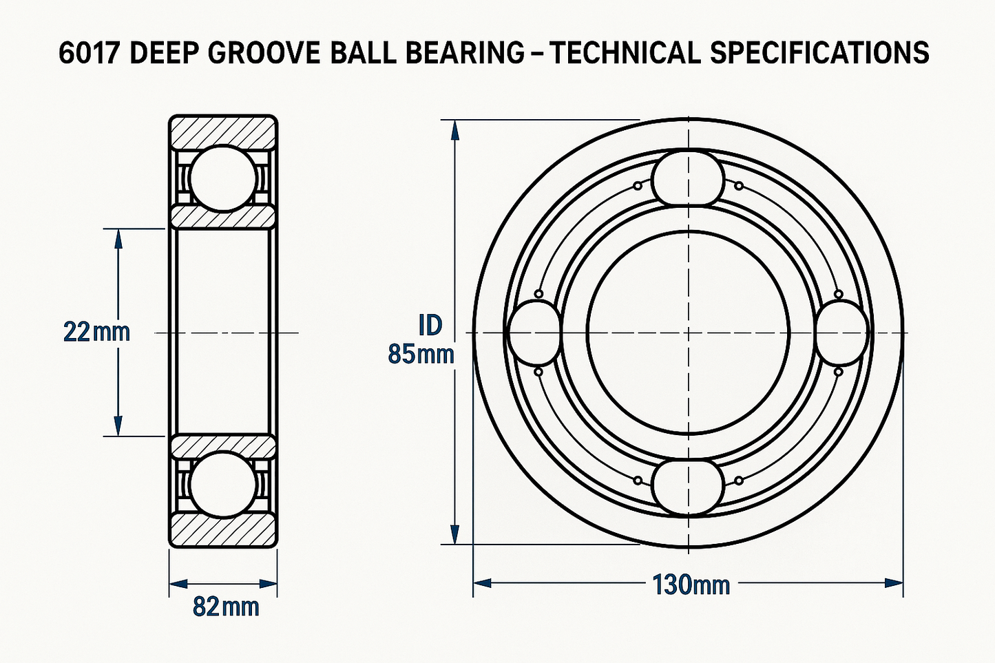 6017 Deep Groove Ball Bearing Dimensions