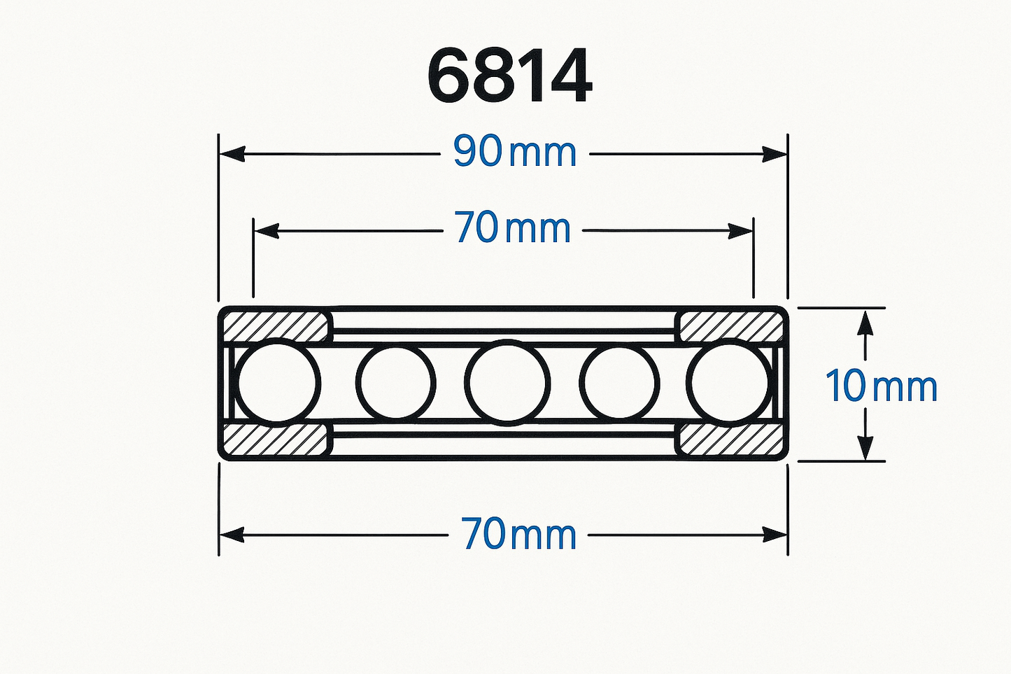 6814 deep ball bearing dimensions