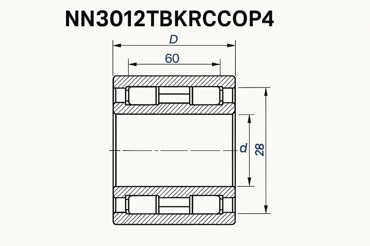 NN3012TBKRCC0P4 Cylindrical Roller bearing NN30 18-52 series dimensions