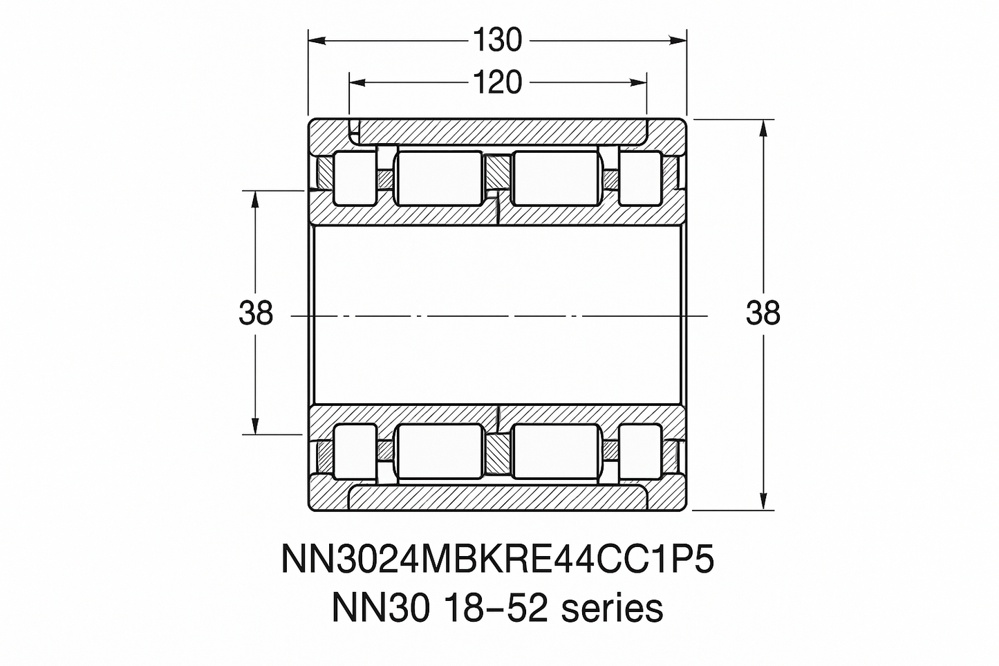 NN3024MBKRE44CC1P5 Cylindrical Roller bearing NN30 18-52 series dimensions