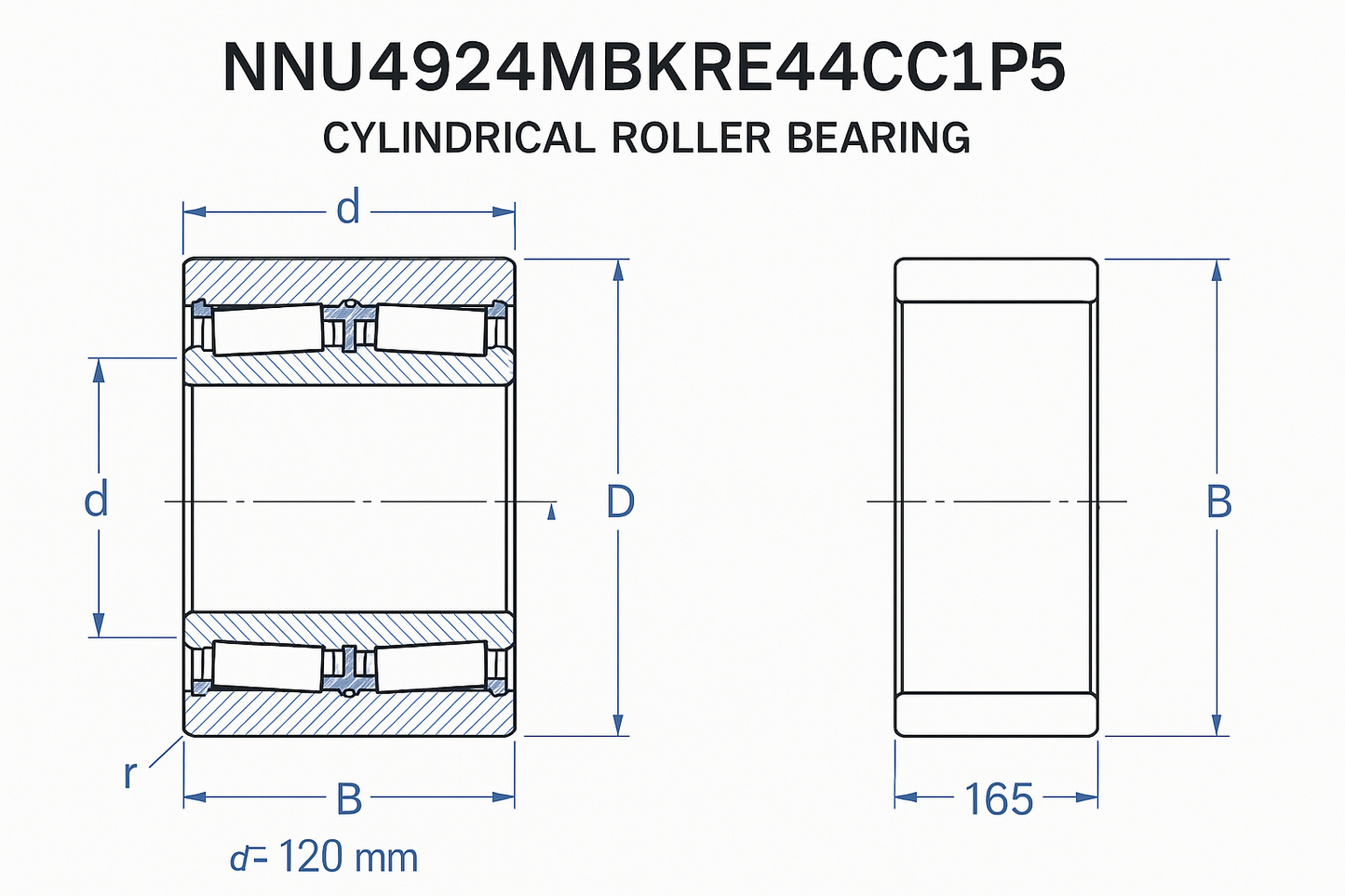 NNU4924MBKRE44CC1P5 Cylindrical Roller Bearings NNU Series DIMENSIONS