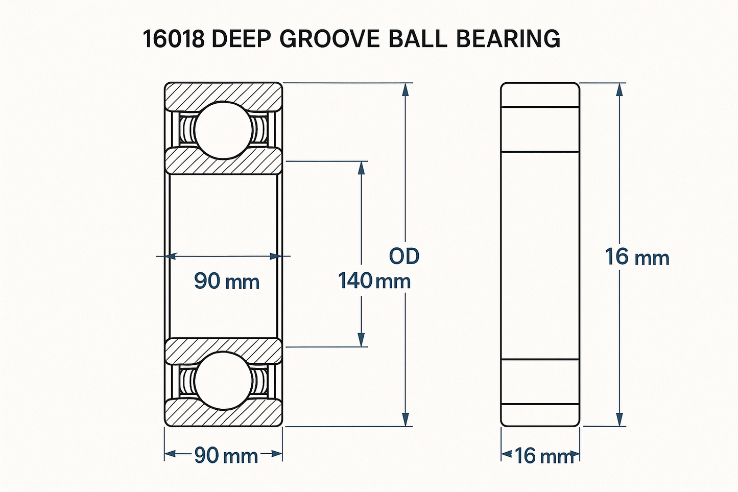 16018 Deep Groove Ball Bearing Dimensions 