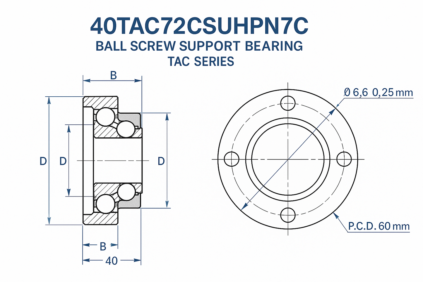 40TAC72CSUHPN7C Ball Screw Support Bearing. TAC Series DIMENSIONS