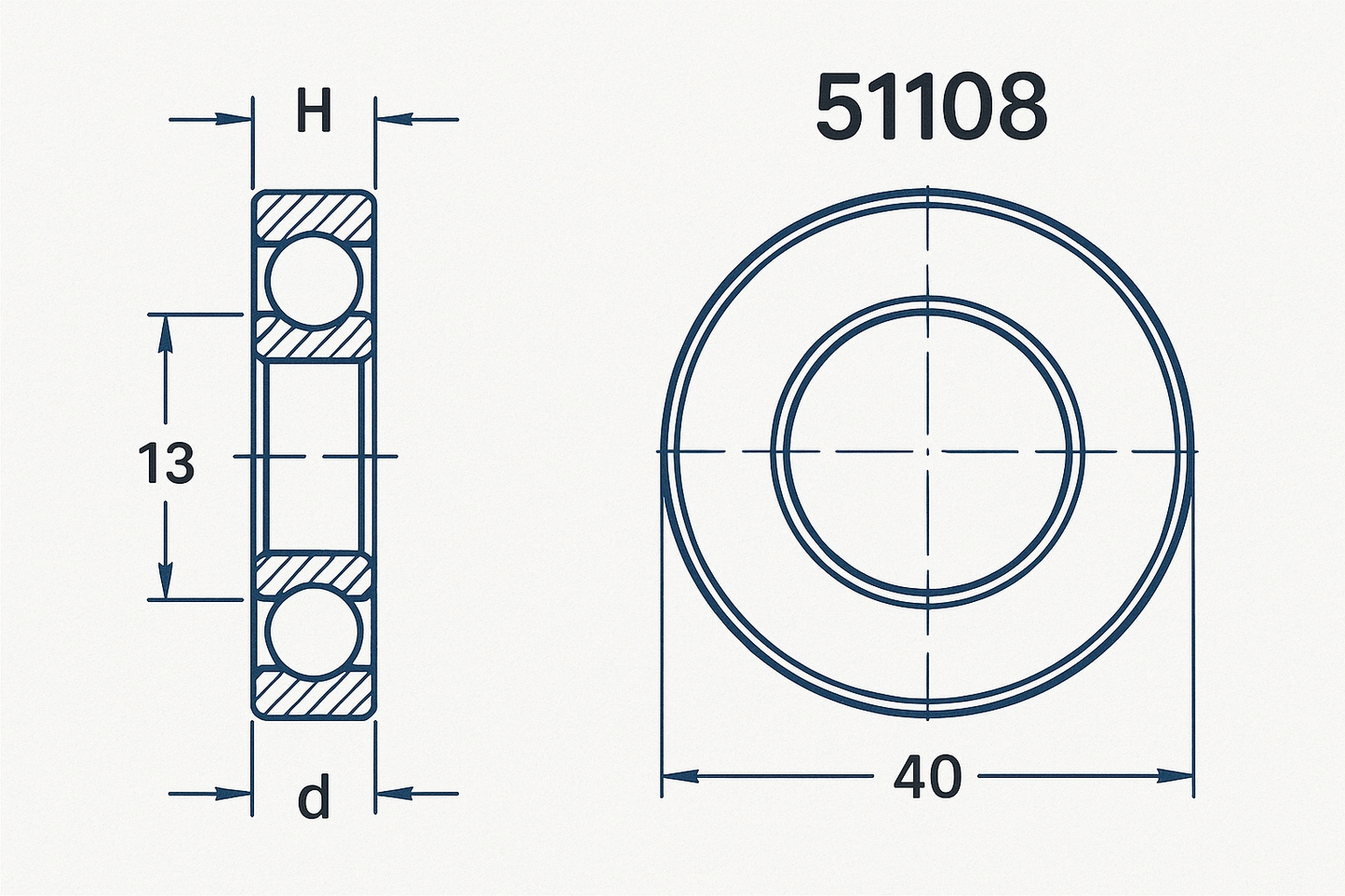 51108 Thrust Ball bearing dimensions