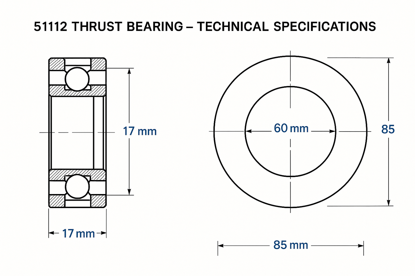 51112 Thrust Bearing Dimensions