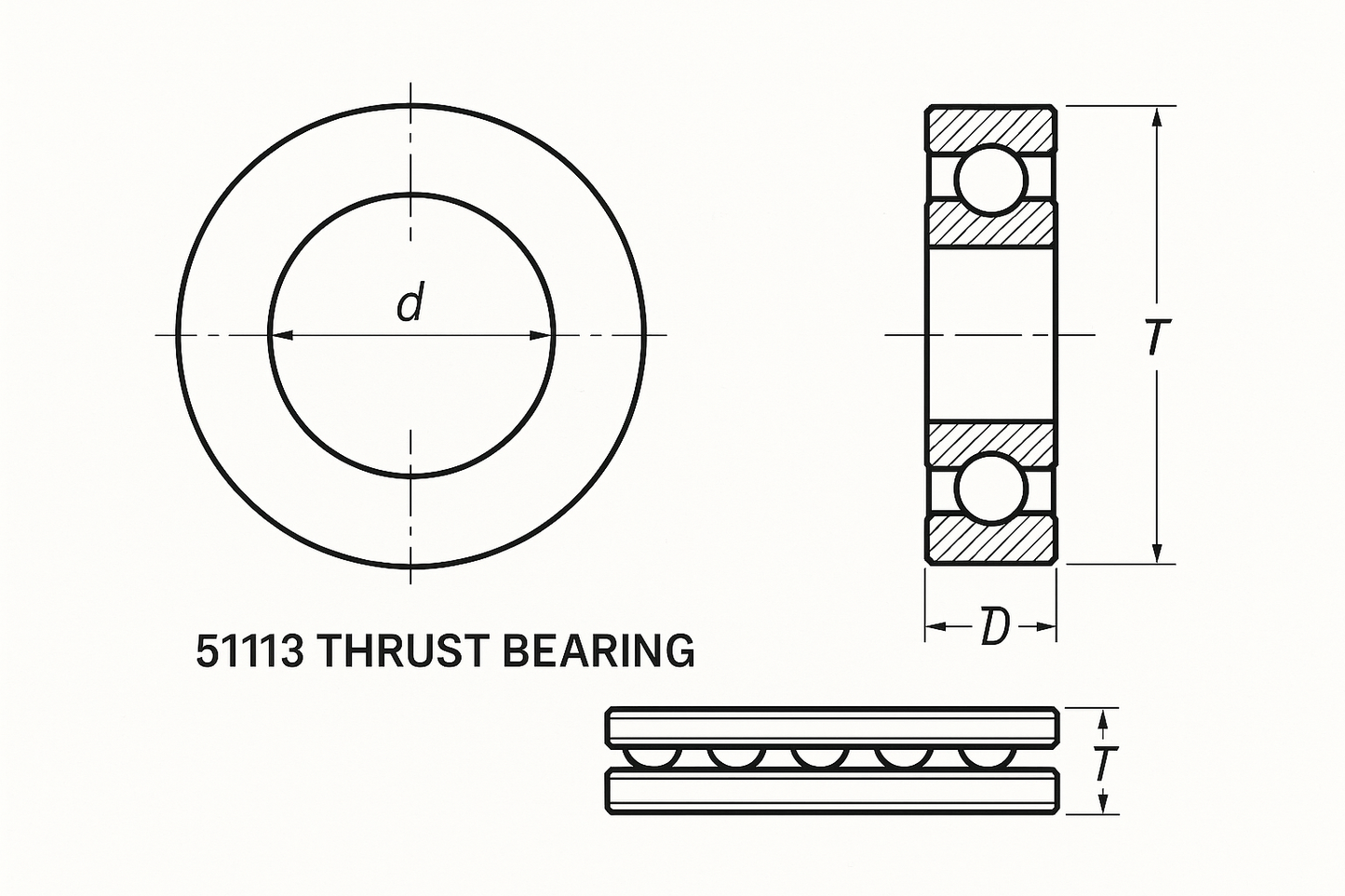 51113 Thrust Bearing Dimensions
