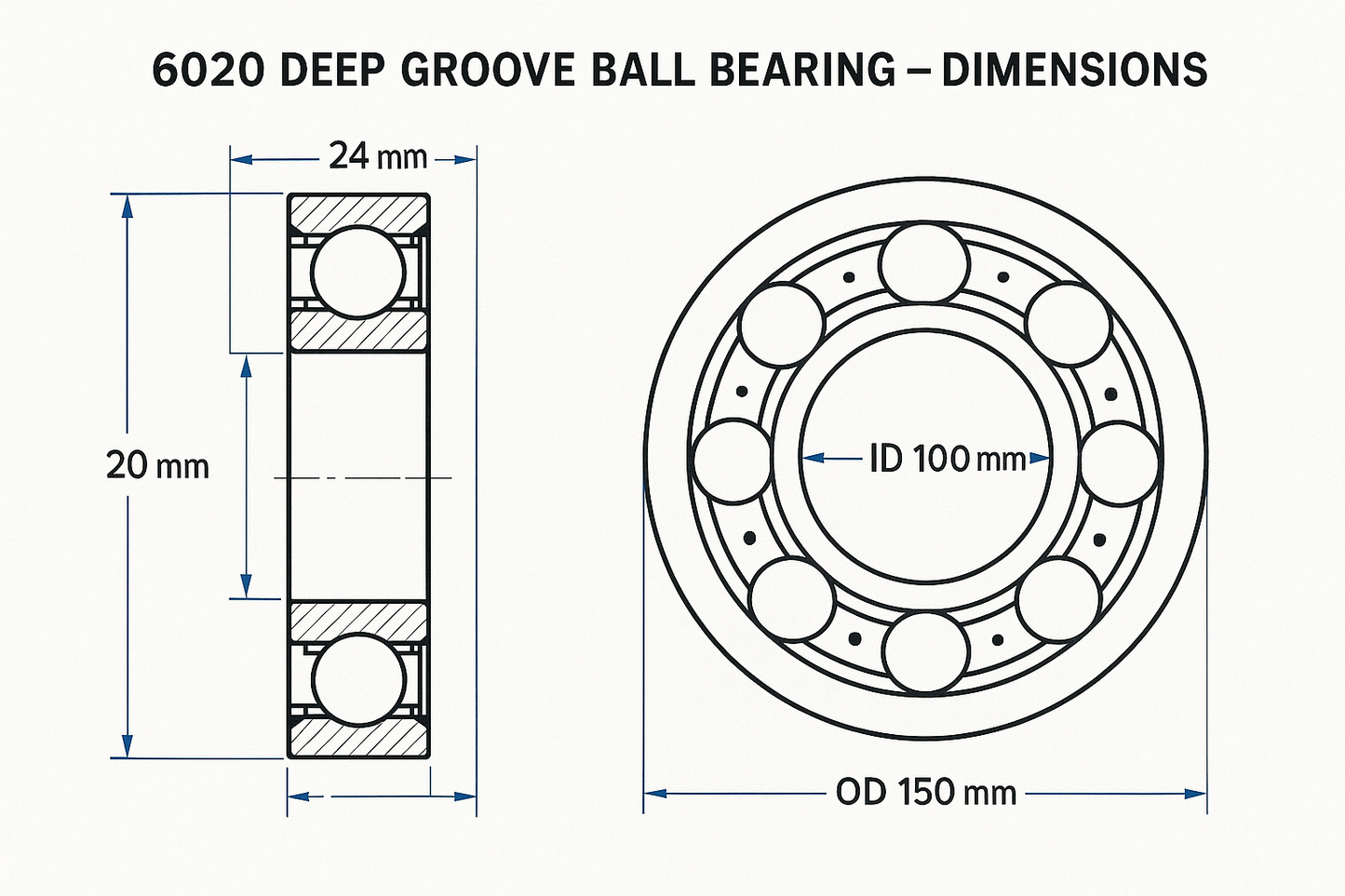 6020 deep groove ball bearing dimensions 