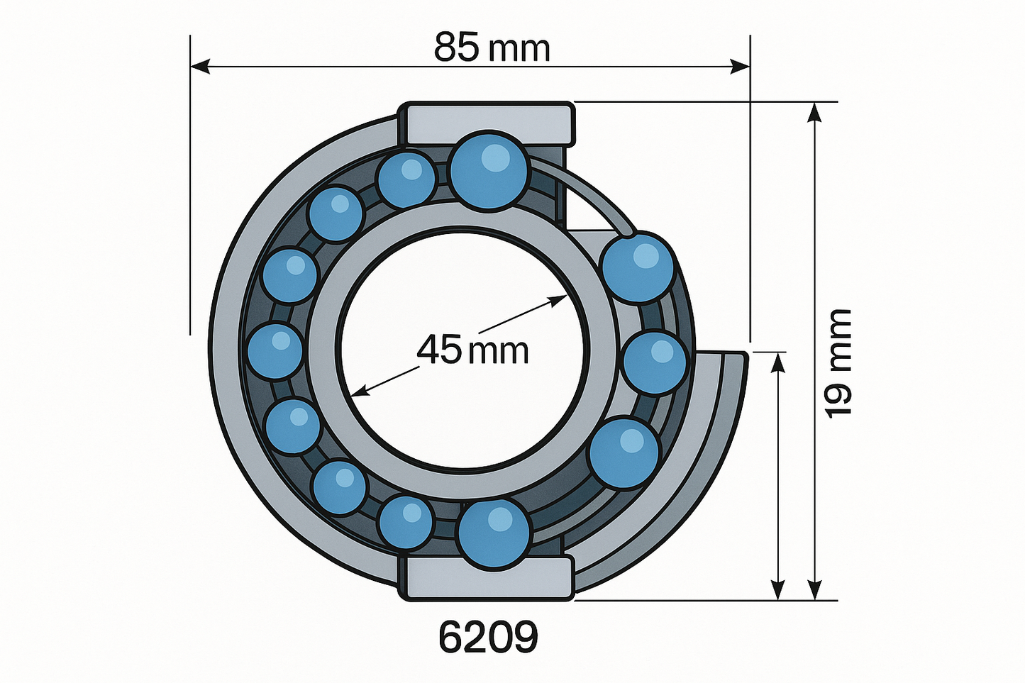 6209 deep ball bearing dimensions