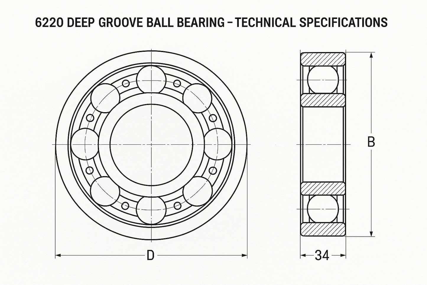 6220 deep ball bearing dimensions