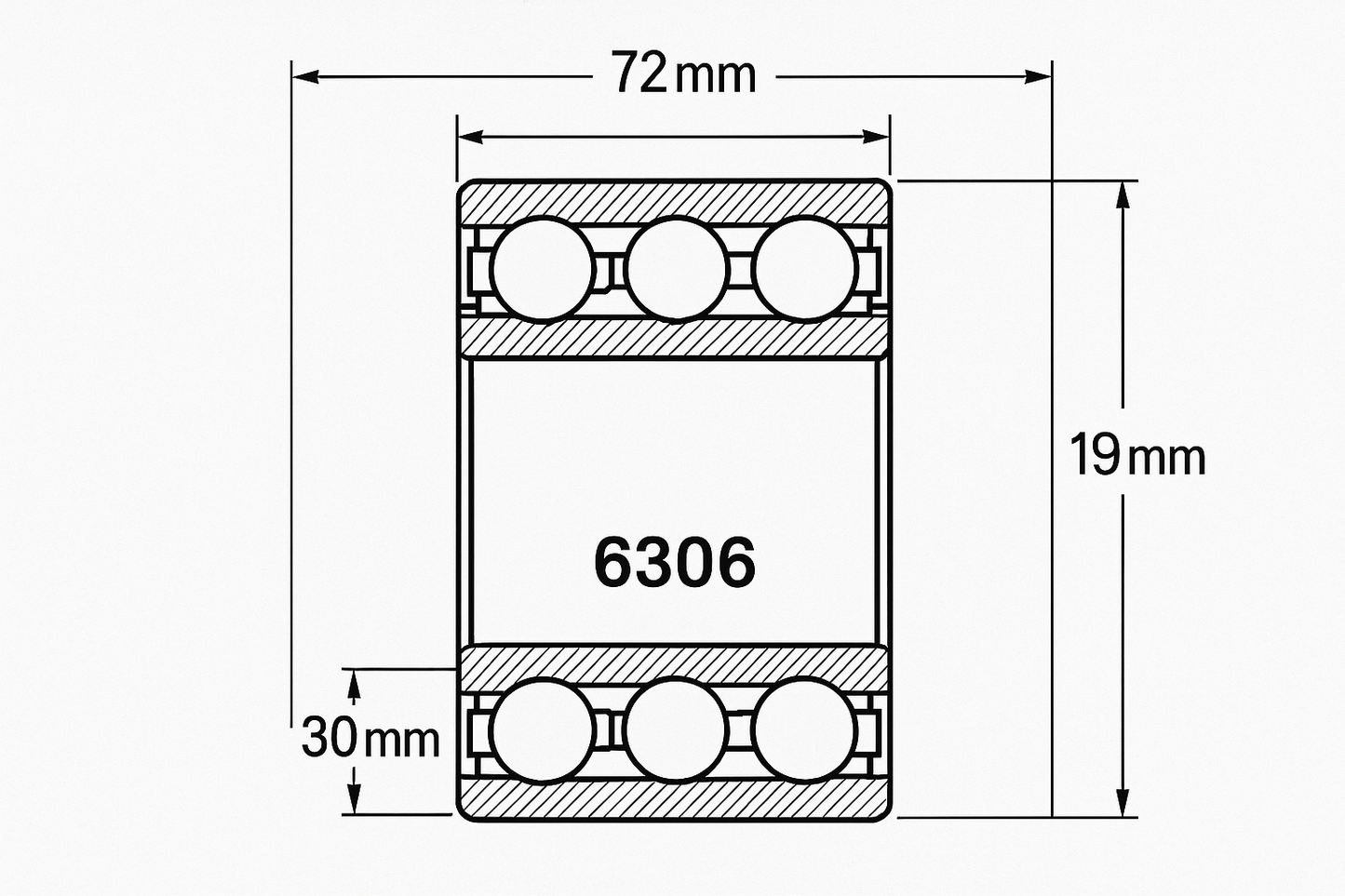 6306 deep ball bearing dimensions