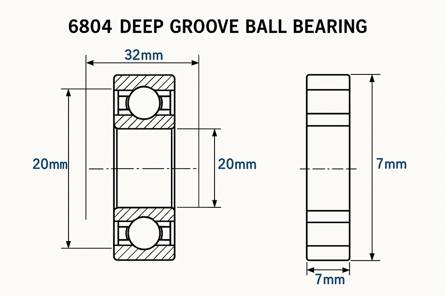 6804 deep ball bearing dimensions