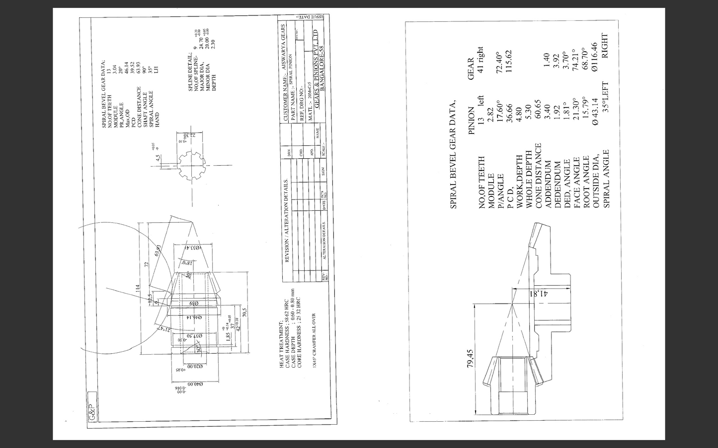 Aerator Gear Box Gear And Pinion