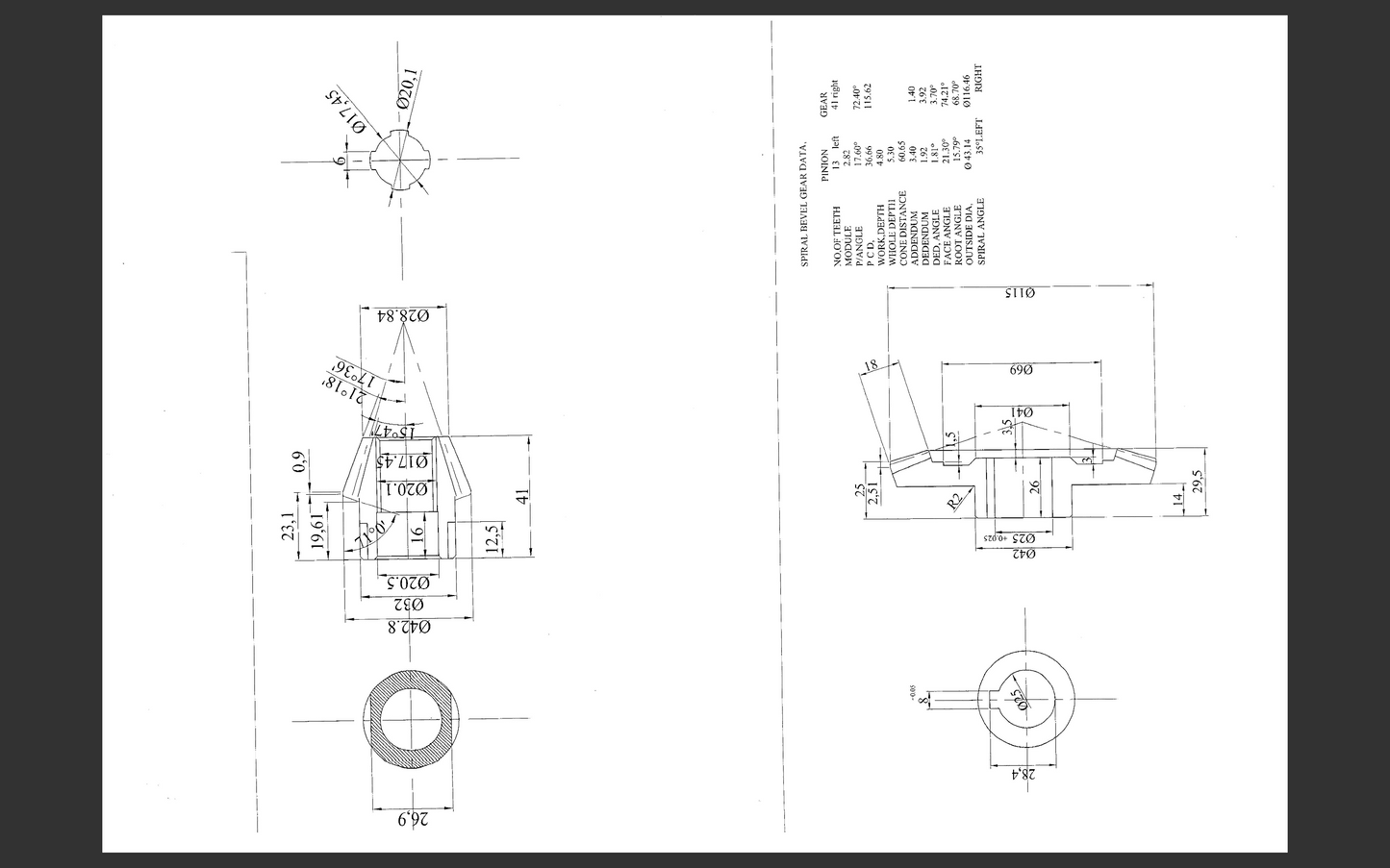 Aerator Gear Box Spiral Bevel Gear And Pinion