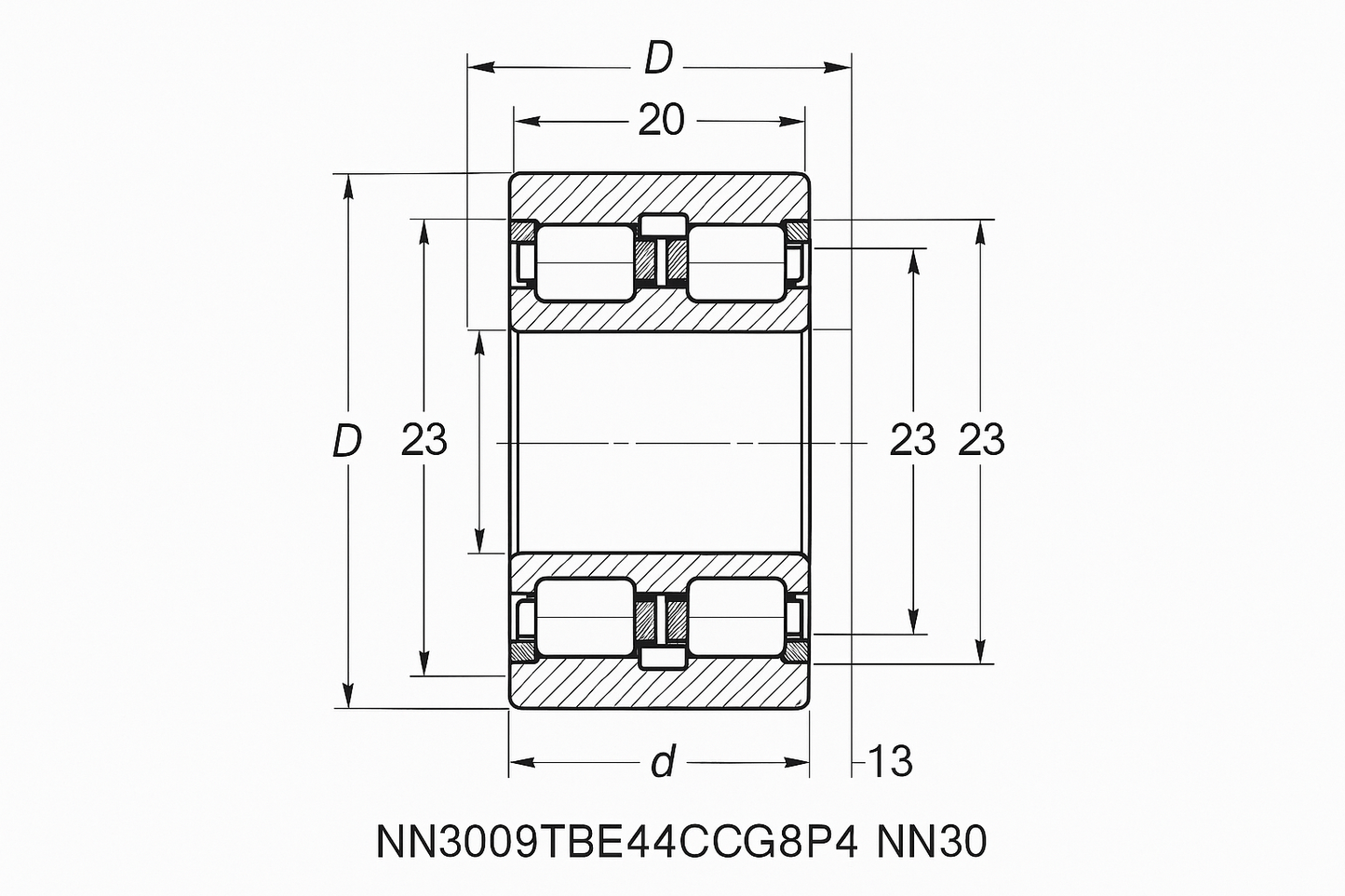 NN3009TBE44CCG8P4 Cylindrical Roller Bearing NN30 Series 05-17 series DIMENSIONS