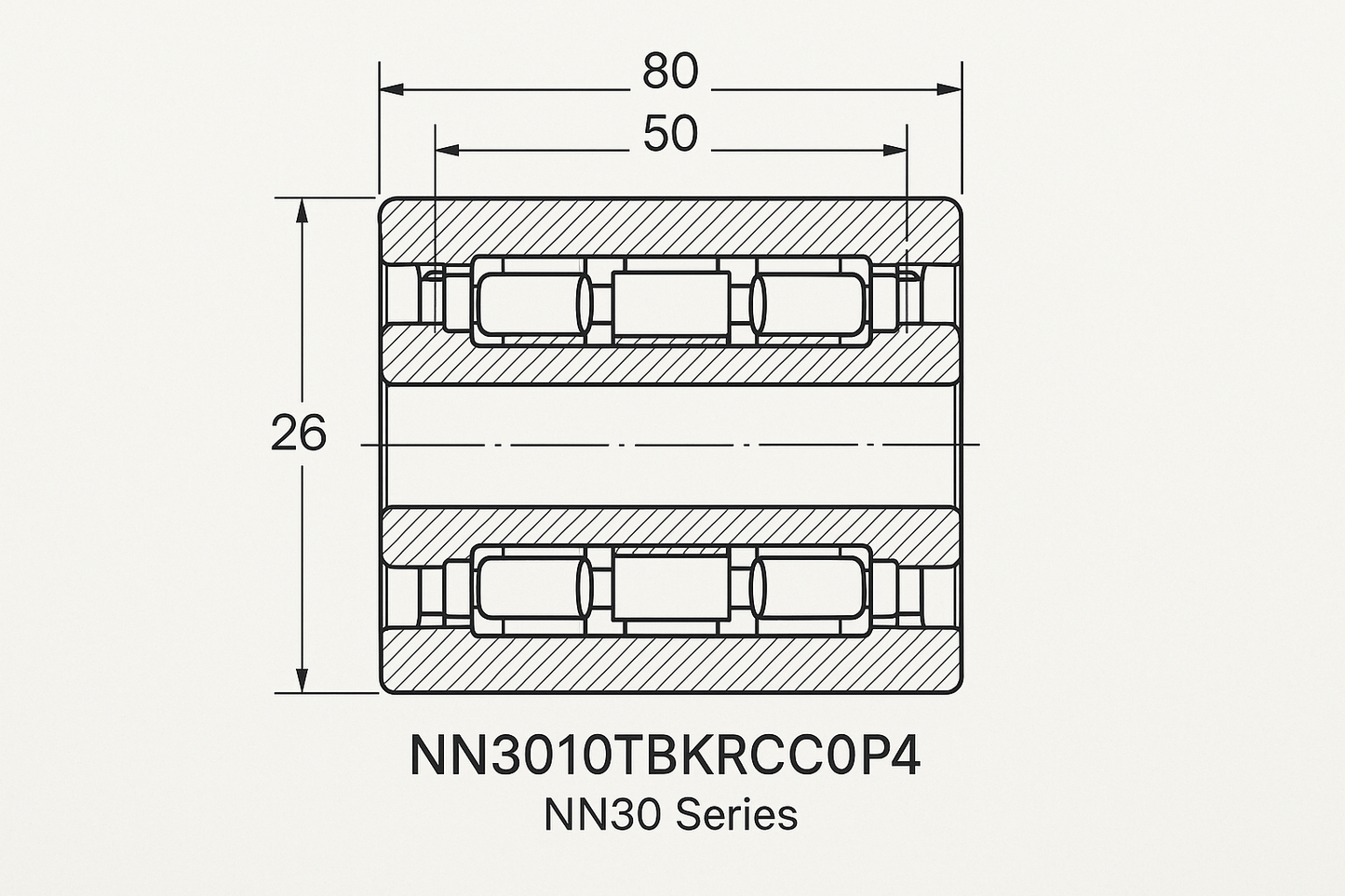 NN3010TBKRCC0P4 Cylindrical Roller Bearing NN30 Series 05-17 series DIMENSIONS