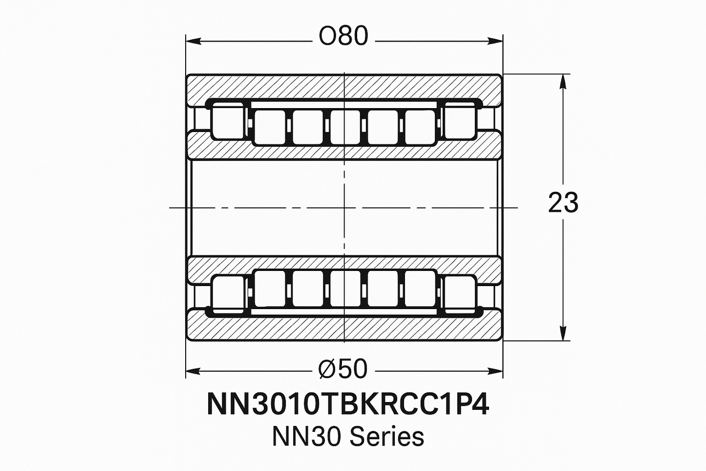 NN3010TBKRCC1P4 Cylindrical Roller Bearing NN30 Series 05-17 series DIMENSIONS