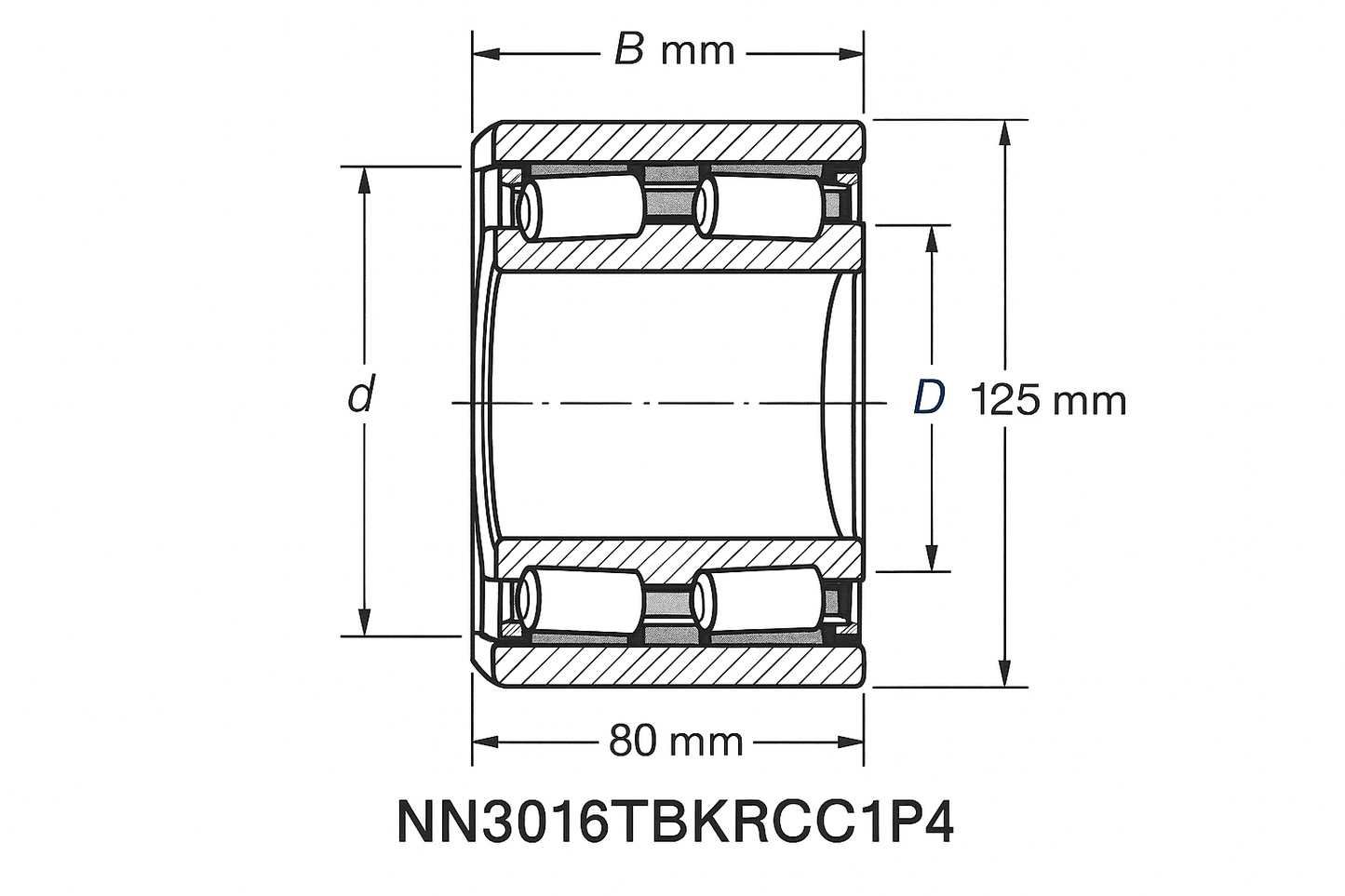 NN3016TBKRCC1P4 Cylindrical Roller Bearing NN30 Series 05-17 series DIMENSIONS