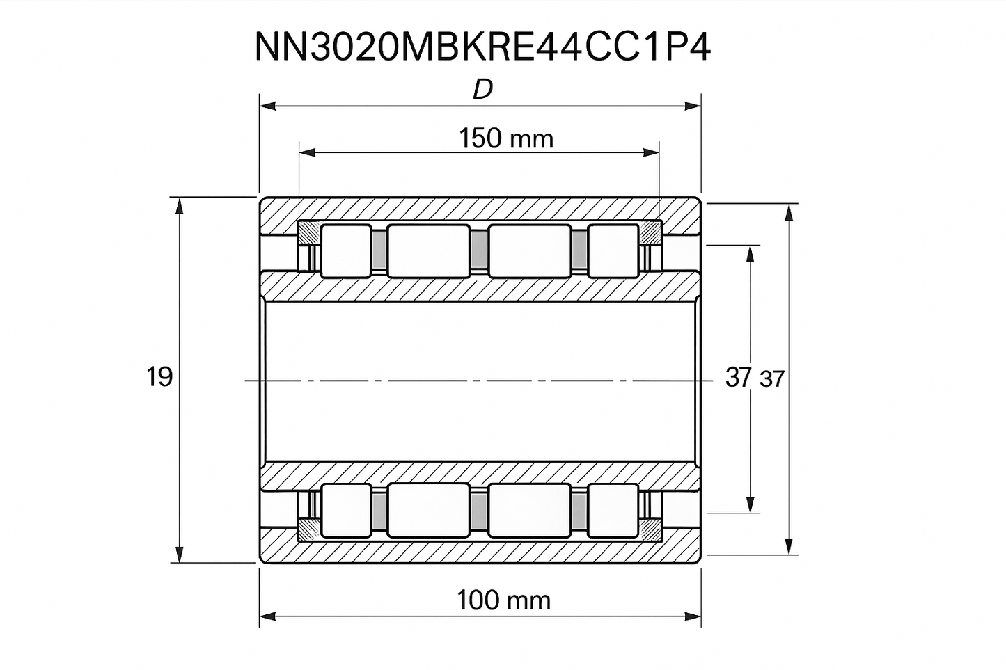 NN3020MBKRE44CC1P4 Cylindrical Roller bearing NN30 18-52 series DIMENSIONS