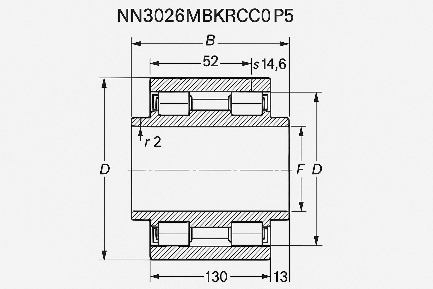 NN3026MBKRCC0P5 Cylindrical Roller bearing NN30 18-52 series dimensions