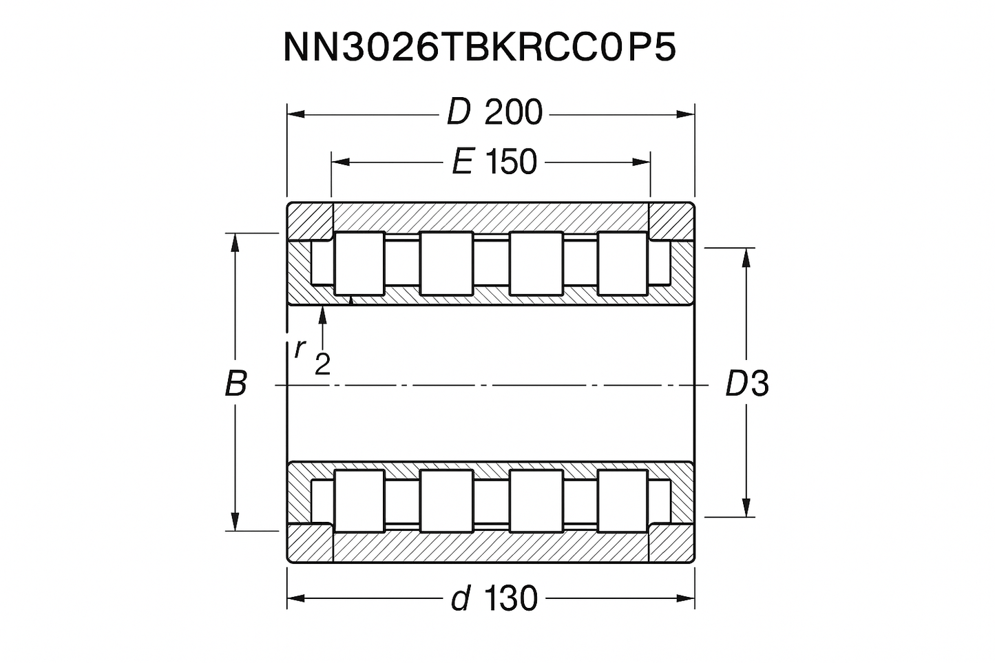 NN3026TBKRCC0P5 Cylindrical Roller bearing NN30 18-52 series DIMENSIONS