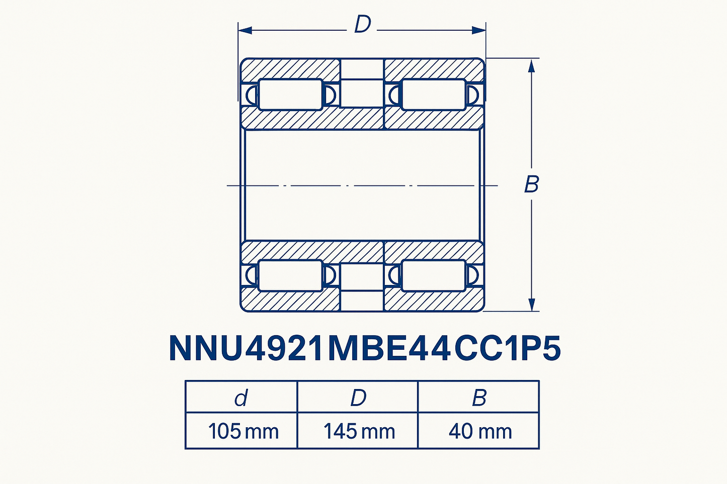 NNU4921MBE44CC1P5 Cylindrical Roller Bearings NNU Series DIMENSIONS
