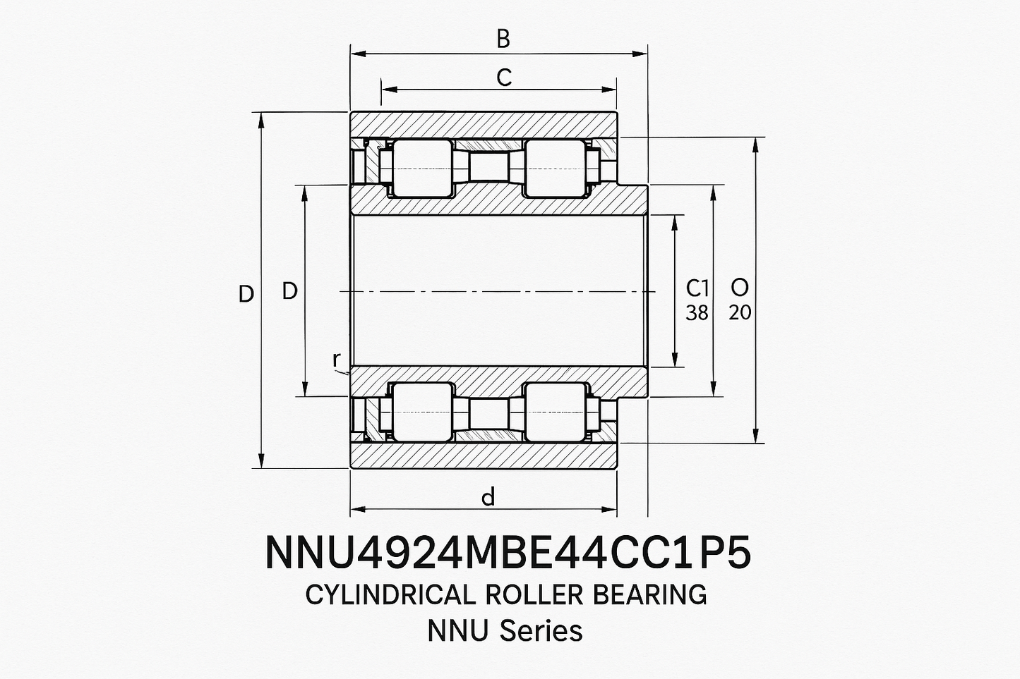 NNU4924MBE44CC1P5 Cylindrical Roller Bearings NNU Series DIMENSIONS 