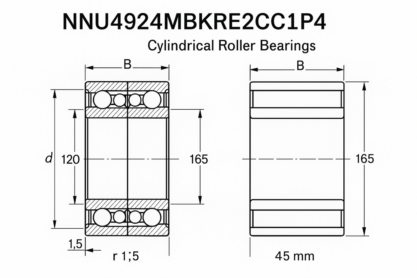 NNU4924MBKRE2CC1P4 Cylindrical Roller Bearings NNU Series DIMENSIONS