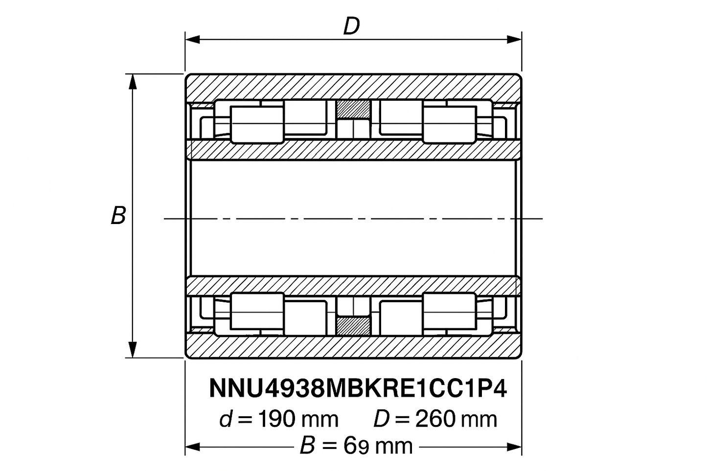 NNU4938MBKRE1CC1P4 Cylindrical Roller Bearings NNU Series DIMENSIONS